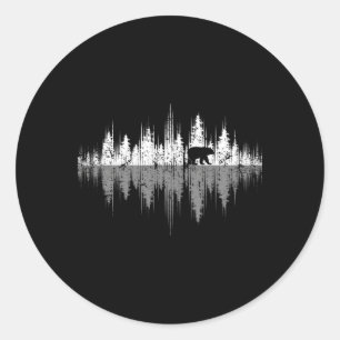 Trees Reflection Wildlife Nature Animal Bear Outdo Classic Round Sticker