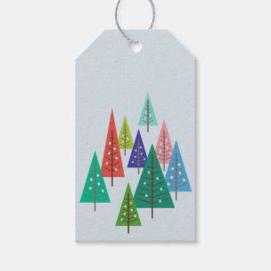 Trees Retro Inspired Winter Christmas Gift Tags