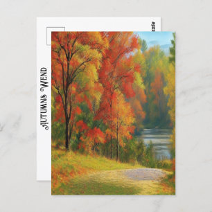 Trees River Colourful Autumns Wend Timeless Art  Postcard