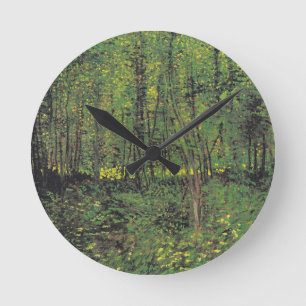 Trees & Undergrowth by Van Gogh Round Clock