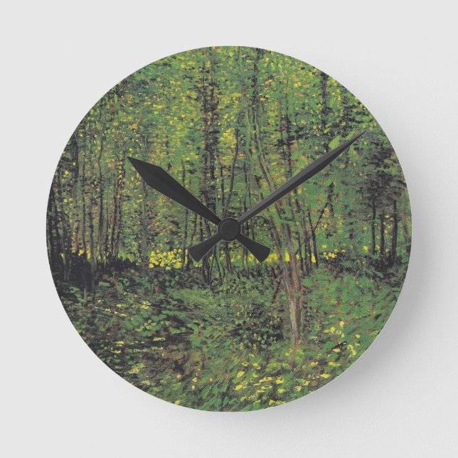 Trees & Undergrowth by Van Gogh Round Clock (Front)