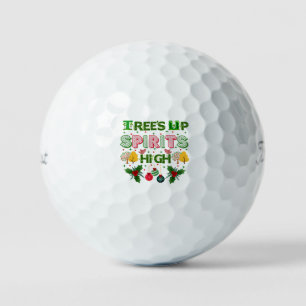 Trees up spirits high christmas holiday graphic golf balls