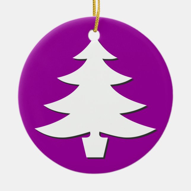 trees - violet ceramic ornament (Front)