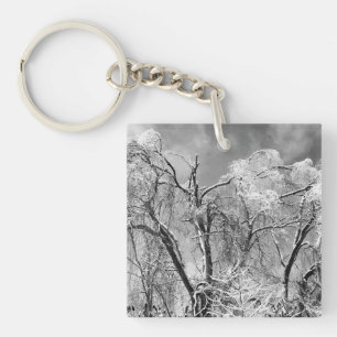 trees wear winter keychain