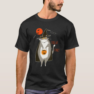 Treet Only Cute Cat Witch Halloween Costume Cats T-Shirt