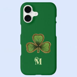 Trèfle irlandais et monogramme de la Saint-Patrick