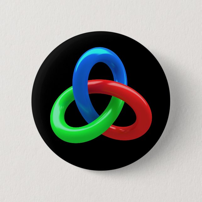 Trefoil knot 2 inch round button (Front)