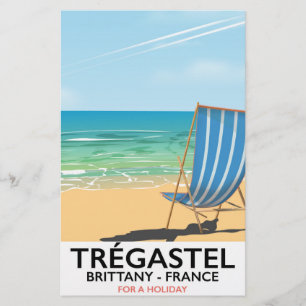 Trégastel, Brittany France beach vacation poster Stationery