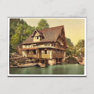 Treib, chalet on lake, Lake Lucerne, Switzerland c Postcard