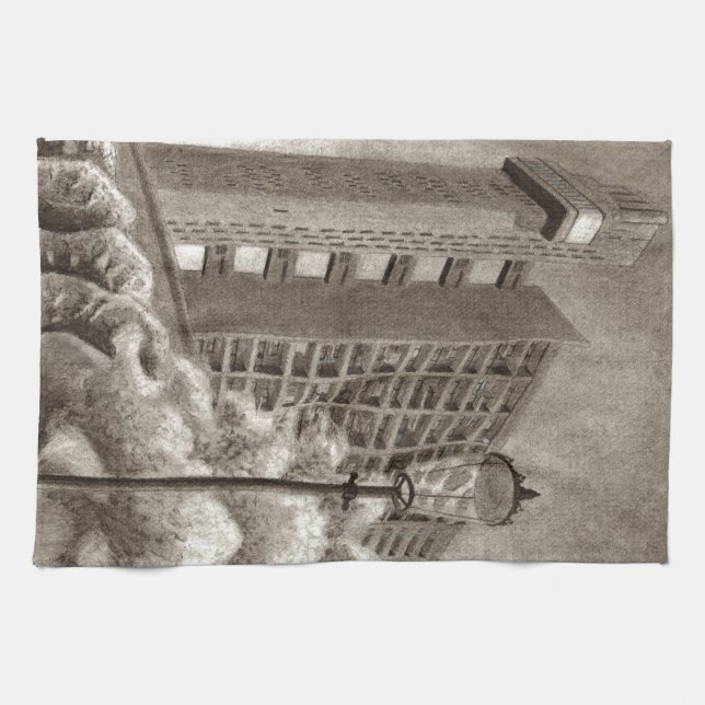 Trellick Tower original drawing Kitchen Towel (Horizontal)