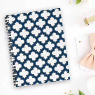 Trellis bleu blanc et marine, treillis, Quatrefoil