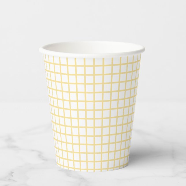 Trellis Canary Yellow - White Paper Cups (Front)