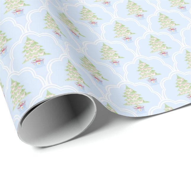 Trellis Christmas Trees Christmas Wrapping Paper  (Roll Corner)