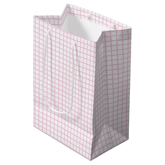 Trellis Light Pink - White Medium Gift Bag (Front Angled)