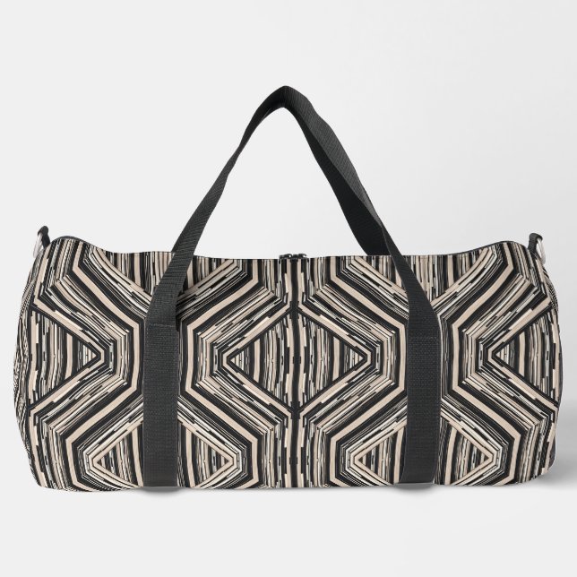 Trellis Modern Stripe Squares and Diamonds Duffle Bag (Front)