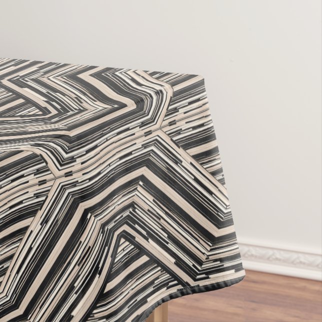 Trellis Modern Stripe Squares and Diamonds Tablecloth (In Situ)