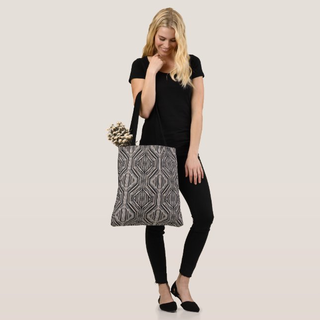 Trellis Modern Stripe Squares and Diamonds Tote Bag (On Model)