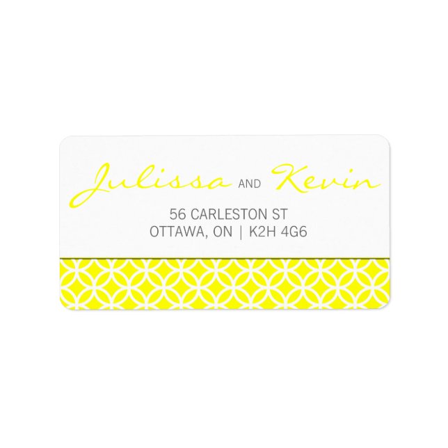 Trellis Pattern Wedding Label - Custom Colour (Front)