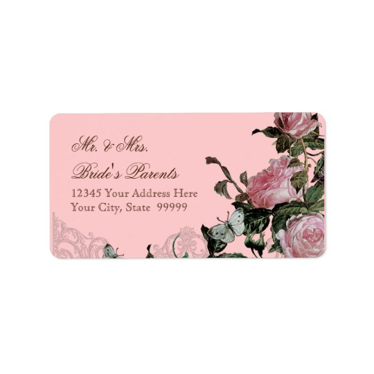 Trellis Rose Vintage Pink Roses Butterfly Swirls