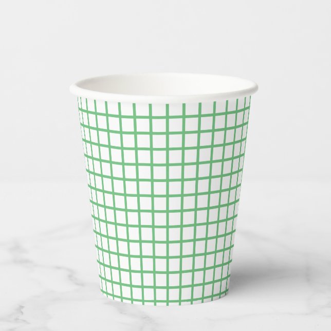 Trellis Summer Green- White Paper Cups (Front)