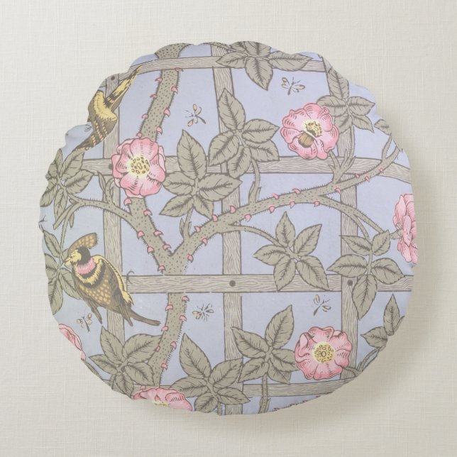 'Trellis' wallpaper design, 1864 2 Round Pillow (Front)