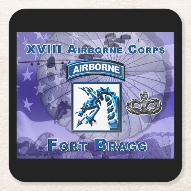 Tremendous XVIII Airborne Corps Square Paper Coaster (Front)