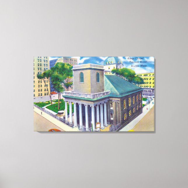Tremont Street View of Kings Chapel Canvas Print (Front)