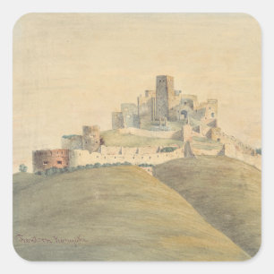 Trencin Castle in western Slovakia Square Sticker