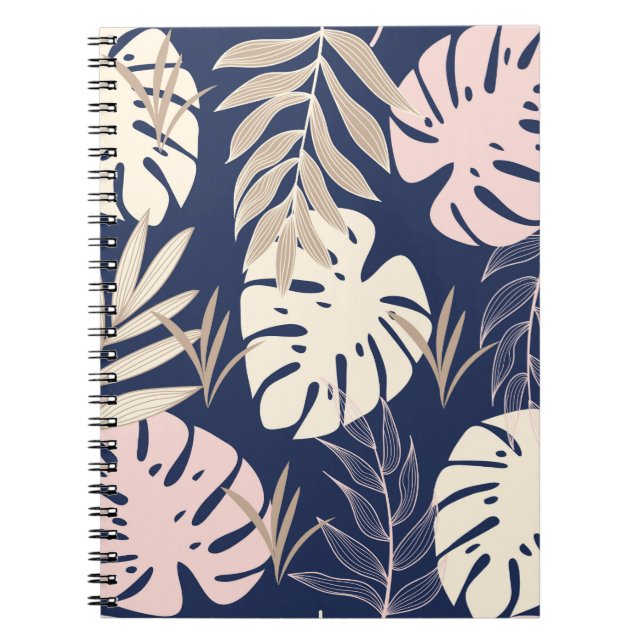 Trend abstract seamless pattern with tropical leav notebook (Front)