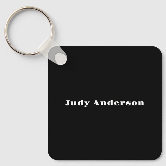 Trend Black Bold Professional Plain Modern Elegant Keychain (Front)