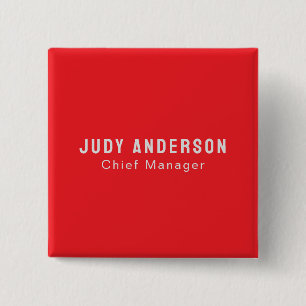 Trend Bright Red Professional Plain Modern Elegant 2 Inch Square Button