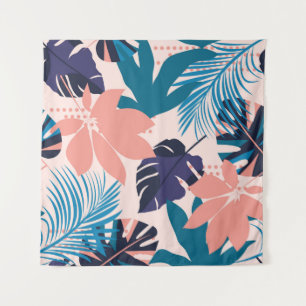 Trend bright seamless pattern with colorful tropic tapestry