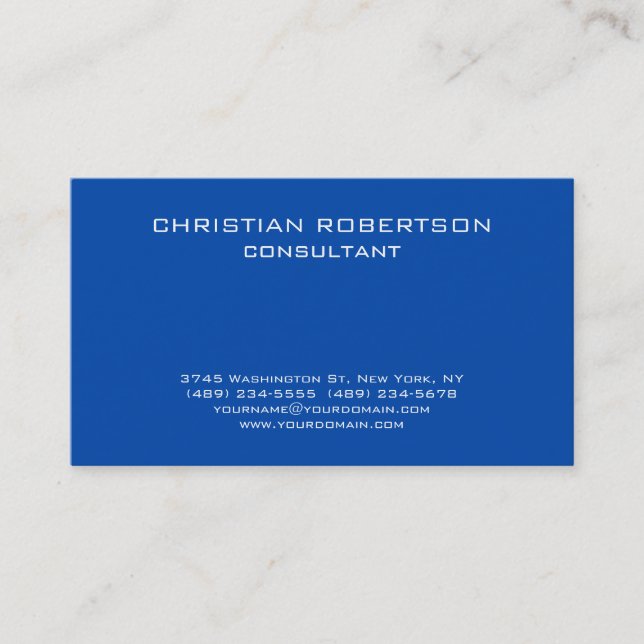Trend Cobalt Bleu Blanc Carte de visite profession (Devant)