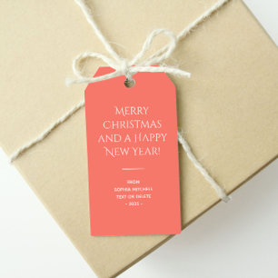 Trend Color Coral Sunset Minimalist  Gift Tags