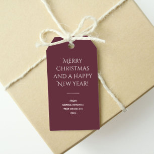 Trend Color Dark Red Wine Minimalist  Gift Tags