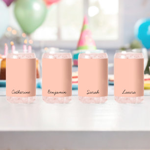 Trend Color Soft Peach Minimalist Name Can Glass 