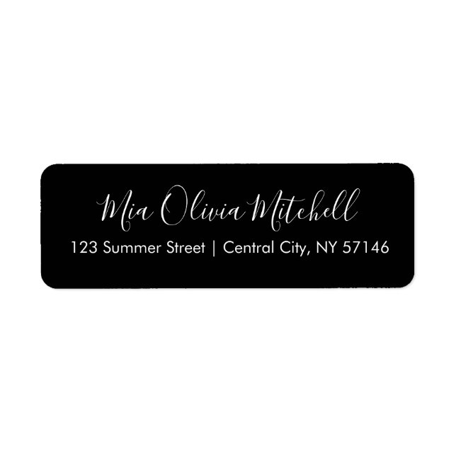 Trend Colour Classic Black Elegant Address Labels (Front)