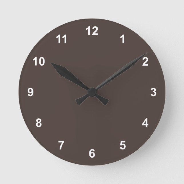 Trend Colour  Coffee Brown Round Clock With Number (Front)