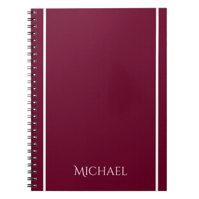 Trend Colour - Dark Burgundy Name Notebook (Front)
