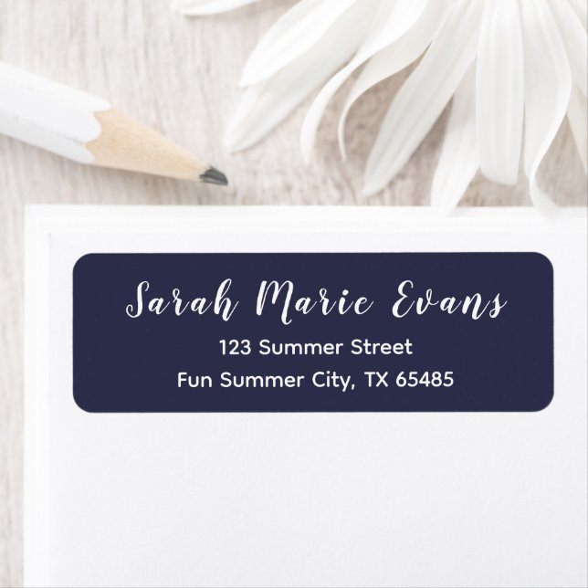 Trend Colour - Dark Navy Blue Return Address Label (Insitu)