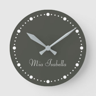 Trend Colour Forest Grey White Dots Round Clock