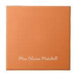 Trend Colour - Fresh Tangerine Ceramic Tile<br><div class="desc">Introducing the vibrant spring shade: Fresh Tangerine. Elevate your home decor with our modern and stylish ceramic tile, featuring a customizable name in a charming handwritten font. Its elegant and minimalist design in solid colours exudes timeless appeal, making it perfect for personal use or as a thoughtful gift for friends,...</div>