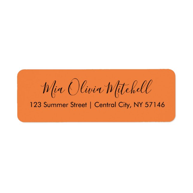 Trend Colour Fresh Tangerine Elegant Address Label (Front)