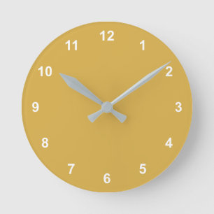 Trend Colour Golden Yellow Round Clock With Number