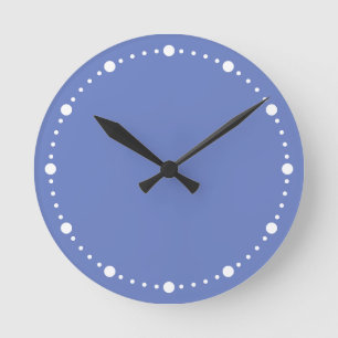 Trend Colour - Jewel Blue White Dots Round Clock