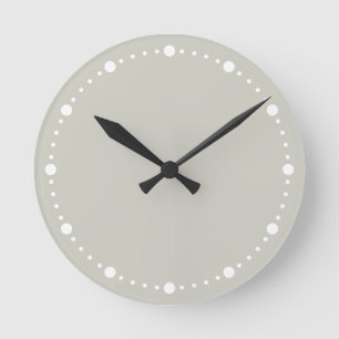 Trend Colour Light Silver Grey & Dots Round Clock