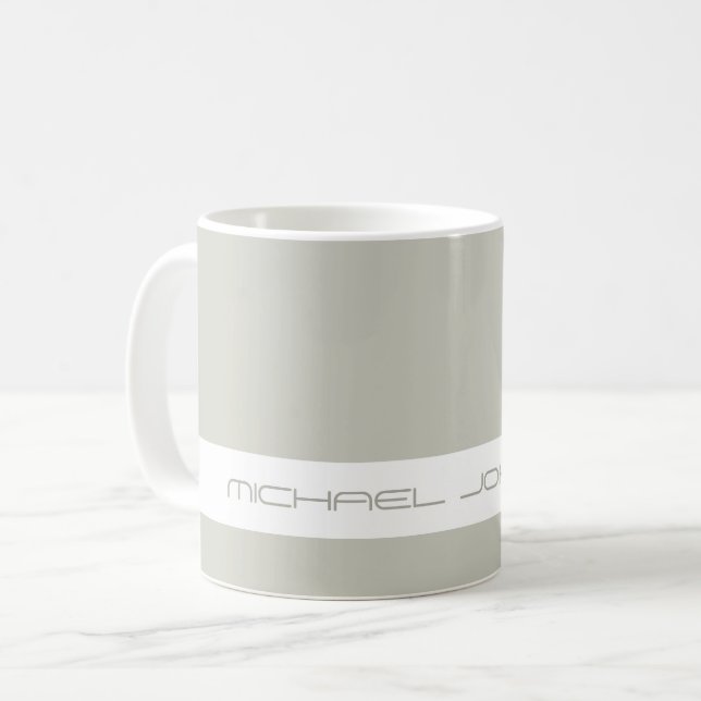 Trend Colour Light Silver Grey  Futuristic Name Mu Coffee Mug (Front Left)