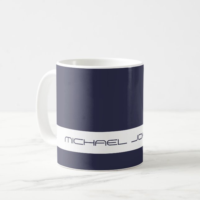 Trend Colour Navy Blue - Futuristic Name Mug (Front Left)