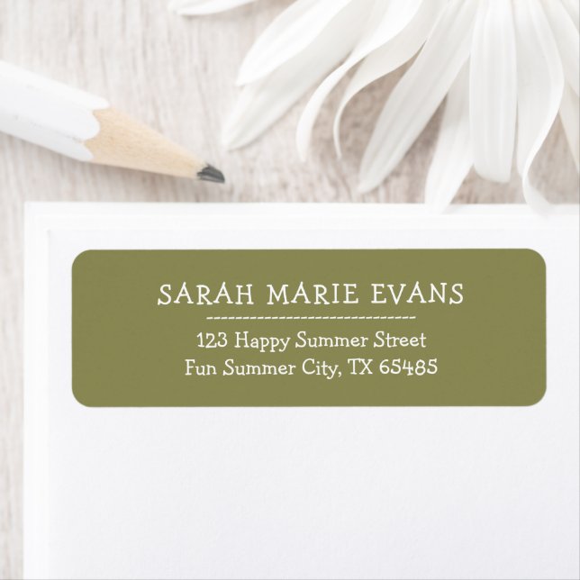 Trend Colour - Olive Green Return Address Labels (Insitu)