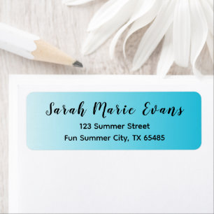 Trend Colour Ombre Vivid Cyan Return Address Label